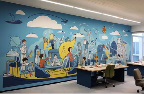 涟源办公室墙绘的特点。